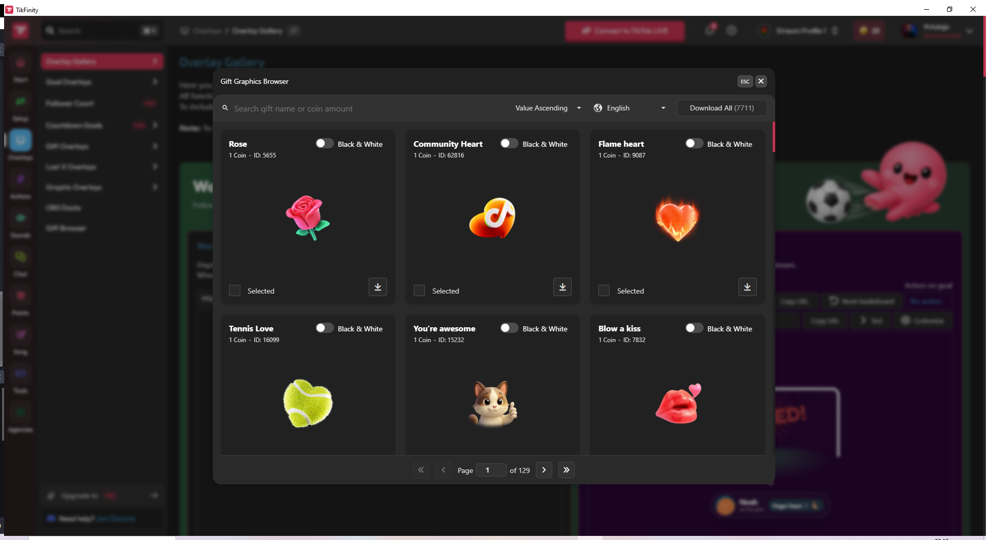 Gift Browser TikFinity w OBS
